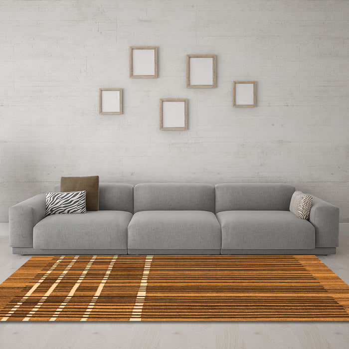 Machine Washable Abstract Orange Modern Area Rugs in a Living Room, wshabs1917org