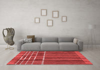 Machine Washable Abstract Red Modern Rug, wshabs1917red