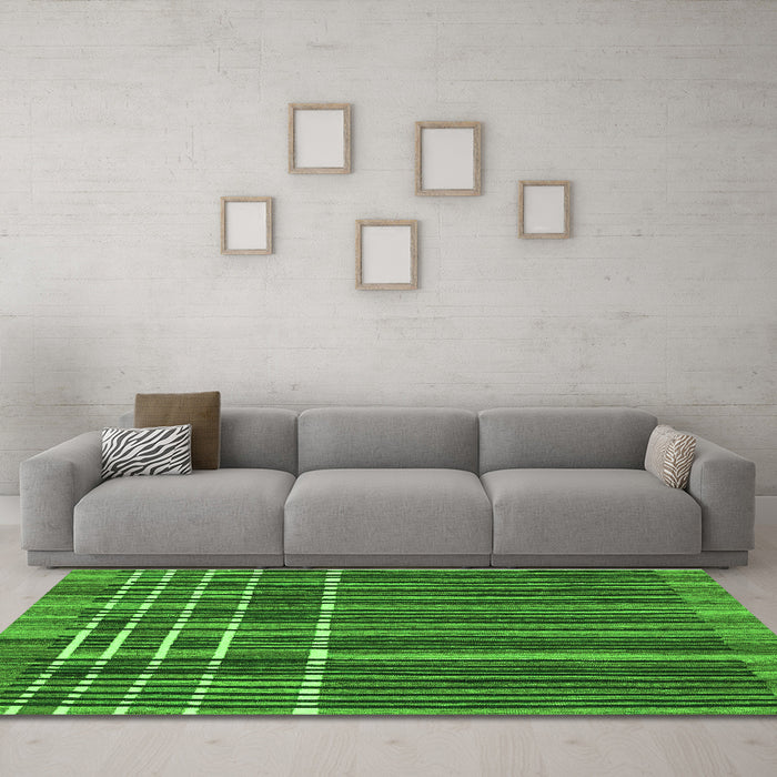 Machine Washable Abstract Green Modern Area Rugs in a Living Room,, wshabs1917grn