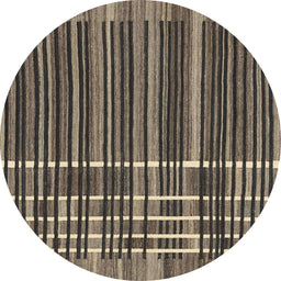 Round Abstract Brown Modern Rug, abs1917
