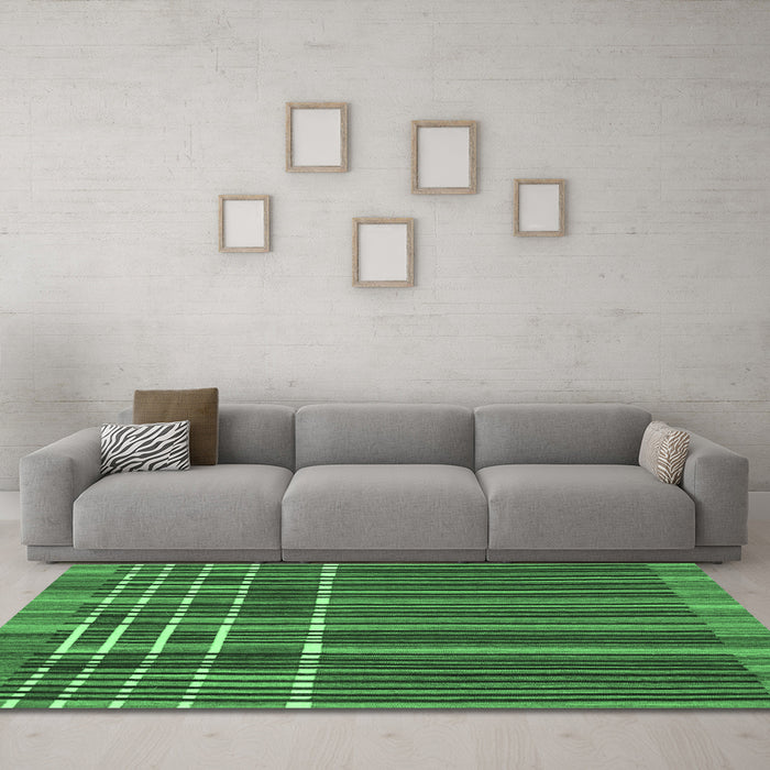 Machine Washable Abstract Emerald Green Modern Area Rugs in a Living Room,, wshabs1917emgrn