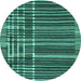 Round Machine Washable Abstract Turquoise Modern Area Rugs, wshabs1917turq