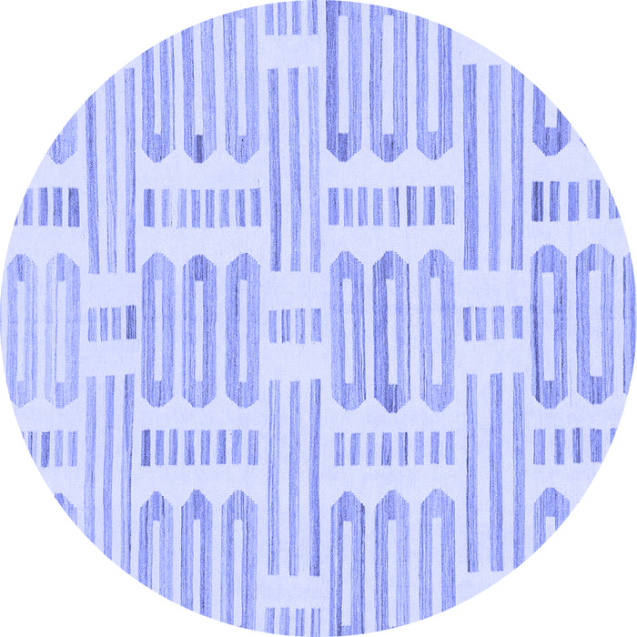 Round Machine Washable Solid Blue Modern Rug, wshabs1918blu