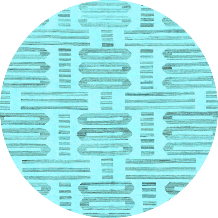 Round Machine Washable Solid Light Blue Modern Rug, wshabs1918lblu