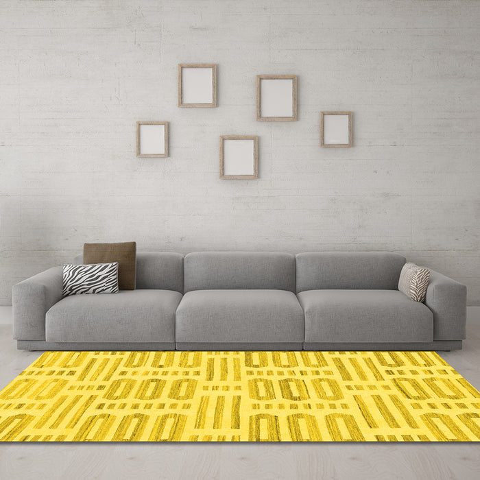 Machine Washable Solid Yellow Modern Rug in a Living Room, wshabs1918yw