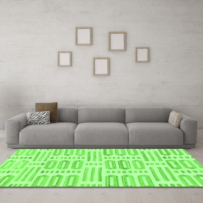 Machine Washable Solid Green Modern Area Rugs in a Living Room,, wshabs1918grn