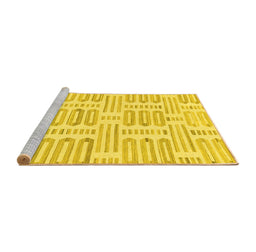 Sideview of Machine Washable Solid Yellow Modern Rug, wshabs1918yw