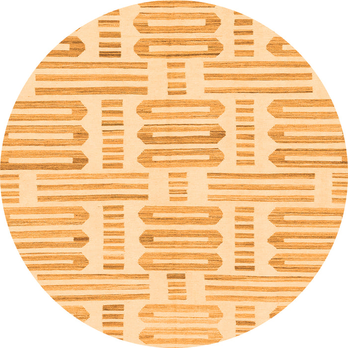 Round Machine Washable Solid Orange Modern Area Rugs, wshabs1918org