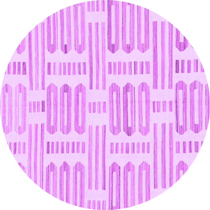 Round Machine Washable Solid Purple Modern Area Rugs, wshabs1918pur