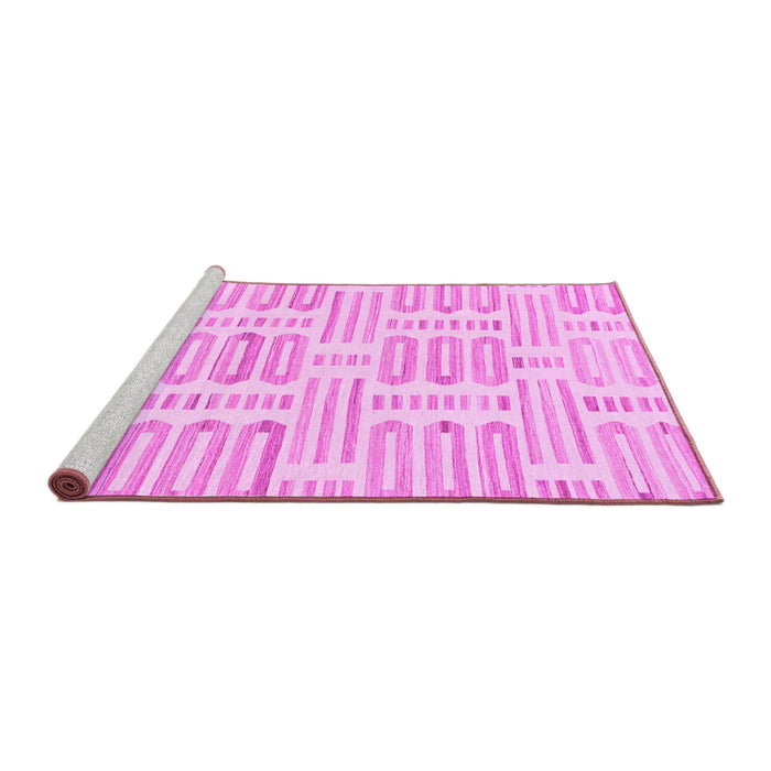 Sideview of Machine Washable Solid Pink Modern Rug, wshabs1918pnk