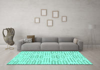 Machine Washable Solid Turquoise Modern Rug, wshabs1918turq