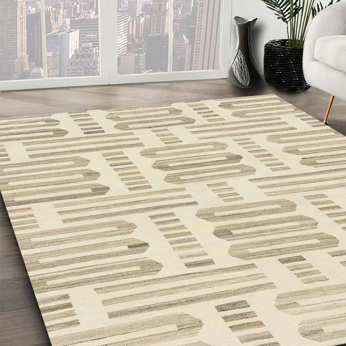 Machine Washable Abstract Vanilla Gold Rug in a Family Room, wshabs1918