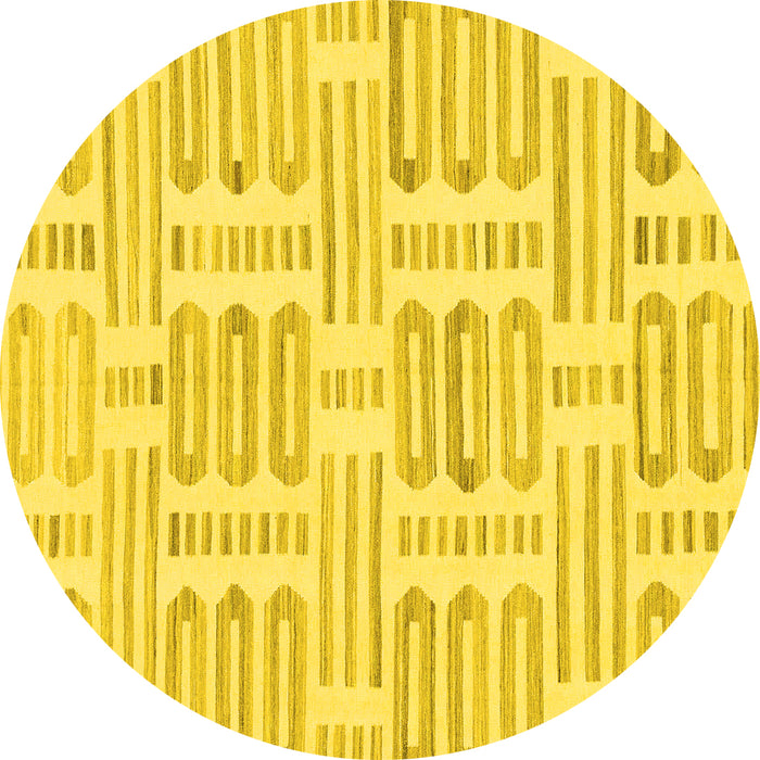 Round Solid Yellow Modern Rug, abs1918yw