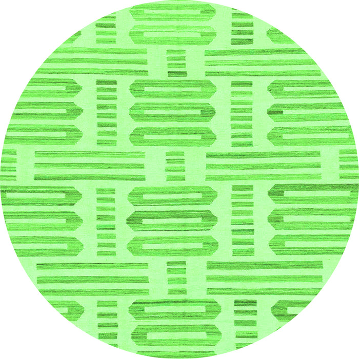 Round Machine Washable Solid Green Modern Area Rugs, wshabs1918grn