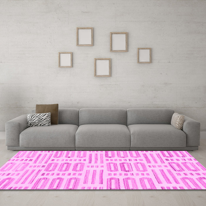 Machine Washable Solid Pink Modern Rug in a Living Room, wshabs1918pnk