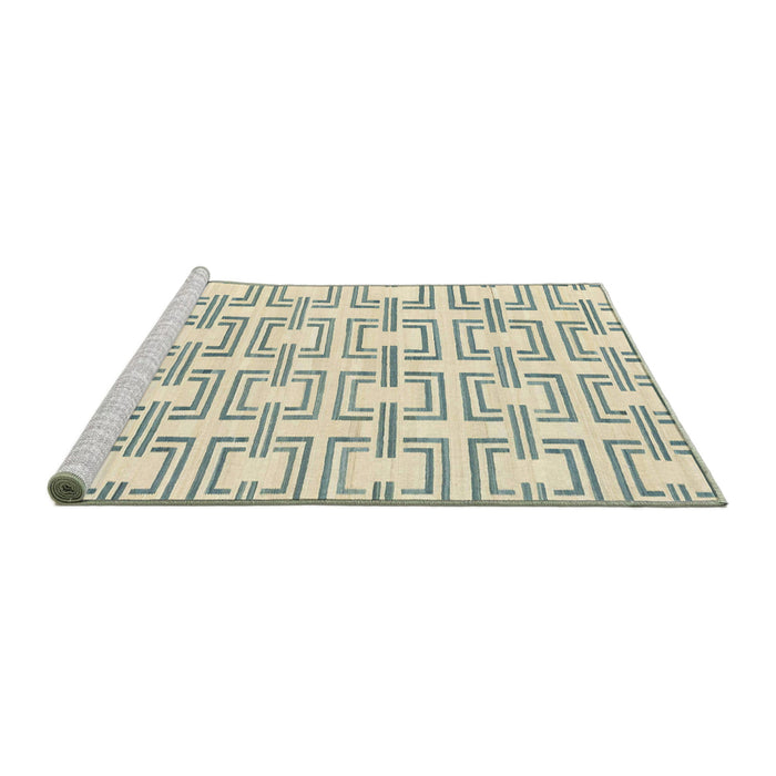 Sideview of Machine Washable Abstract Dark Sea Green Rug, wshabs1919