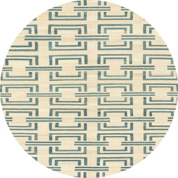 Round Machine Washable Abstract Dark Sea Green Rug, wshabs1919