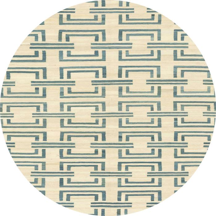 Round Machine Washable Abstract Dark Sea Green Rug, wshabs1919