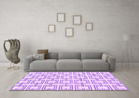 Machine Washable Solid Purple Modern Rug, wshabs1919pur