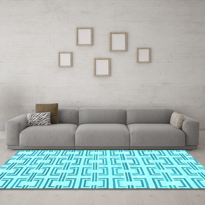 Machine Washable Solid Light Blue Modern Rug in a Living Room, wshabs1919lblu