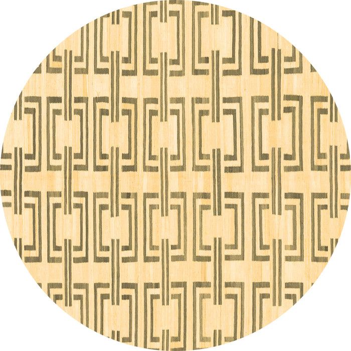 Round Machine Washable Solid Brown Modern Rug, wshabs1919brn