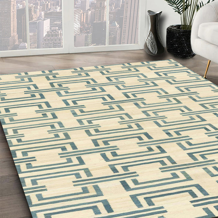 Machine Washable Abstract Dark Sea Green Rug in a Family Room, wshabs1919