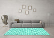 Machine Washable Solid Turquoise Modern Area Rugs in a Living Room,, wshabs1919turq