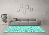 Machine Washable Solid Turquoise Modern Rug, wshabs1919turq