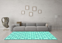 Machine Washable Solid Turquoise Modern Area Rugs in a Living Room,, wshabs1919turq