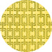 Round Machine Washable Solid Yellow Modern Rug, wshabs1919yw