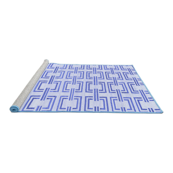 Sideview of Machine Washable Solid Blue Modern Rug, wshabs1919blu