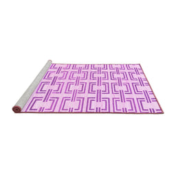 Sideview of Machine Washable Solid Pink Modern Rug, wshabs1919pnk