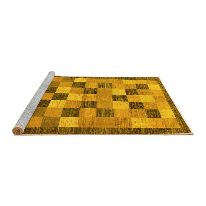 Sideview of Machine Washable Checkered Yellow Modern Rug, wshabs191yw