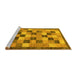 Sideview of Machine Washable Checkered Yellow Modern Rug, wshabs191yw