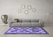 Machine Washable Checkered Blue Modern Rug in a Living Room, wshabs191blu