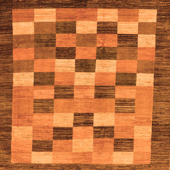 Square Checkered Orange Modern Rug, abs191org