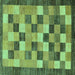 Square Checkered Turquoise Modern Rug, abs191turq