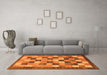 Machine Washable Checkered Orange Modern Area Rugs in a Living Room, wshabs191org