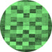 Round Checkered Emerald Green Modern Rug, abs191emgrn