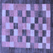 Square Machine Washable Checkered Blue Modern Rug, wshabs191blu