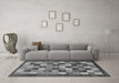 Machine Washable Checkered Gray Modern Rug in a Living Room,, wshabs191gry