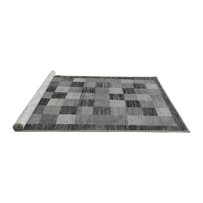 Sideview of Machine Washable Checkered Gray Modern Rug, wshabs191gry