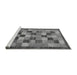 Sideview of Machine Washable Checkered Gray Modern Rug, wshabs191gry