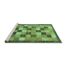 Sideview of Machine Washable Checkered Turquoise Modern Area Rugs, wshabs191turq
