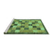 Sideview of Machine Washable Checkered Turquoise Modern Area Rugs, wshabs191turq