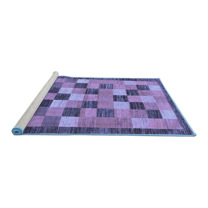 Sideview of Machine Washable Checkered Blue Modern Rug, wshabs191blu
