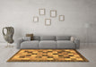 Machine Washable Checkered Brown Modern Rug in a Living Room,, wshabs191brn