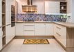 Abstract Dark Orange Checkered Rug in a Kitchen, abs191