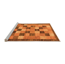 Sideview of Machine Washable Checkered Orange Modern Area Rugs, wshabs191org