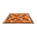 Sideview of Machine Washable Checkered Orange Modern Area Rugs, wshabs191org